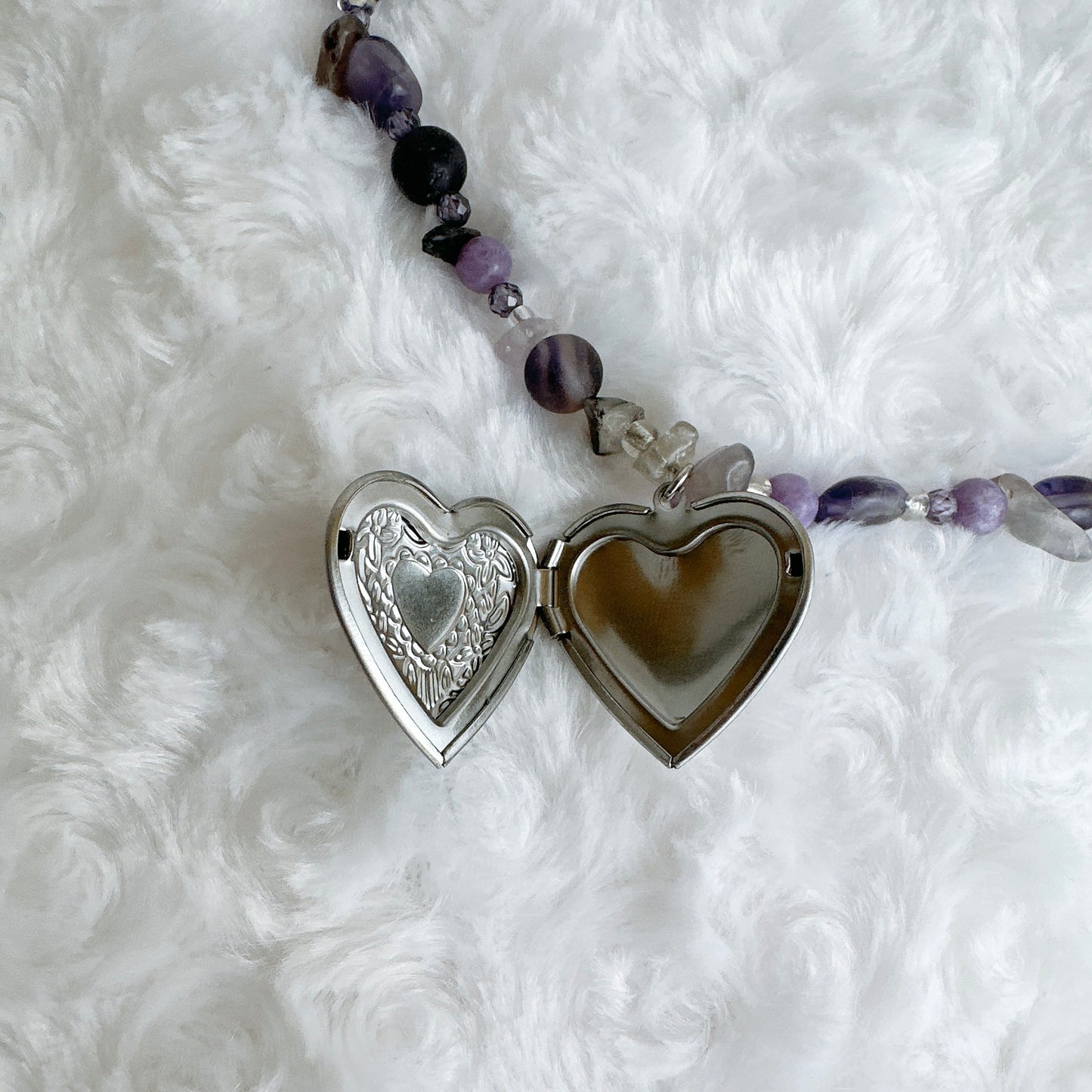 Heart Locket Necklace (Purple)