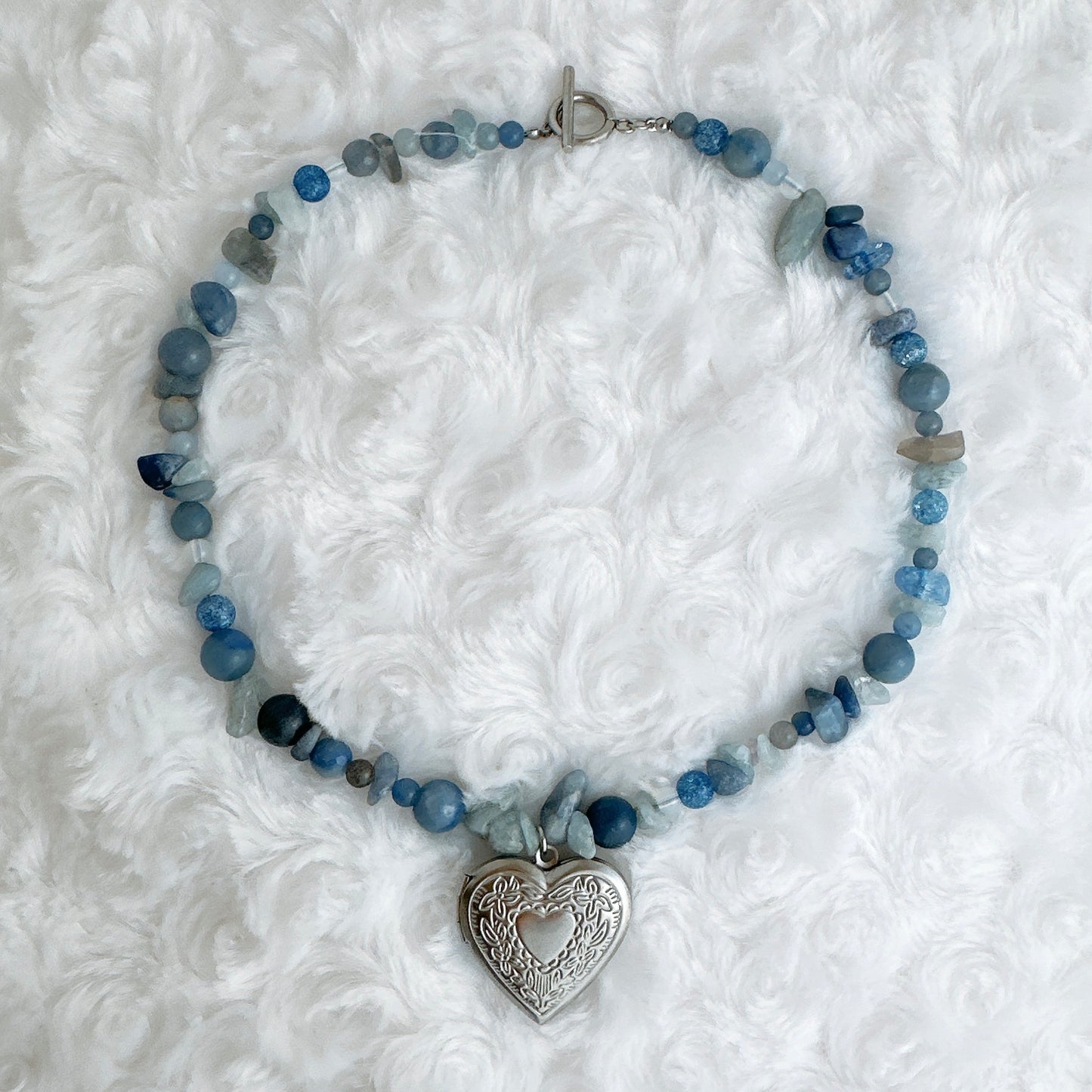 Heart Locket Necklace (Blue)