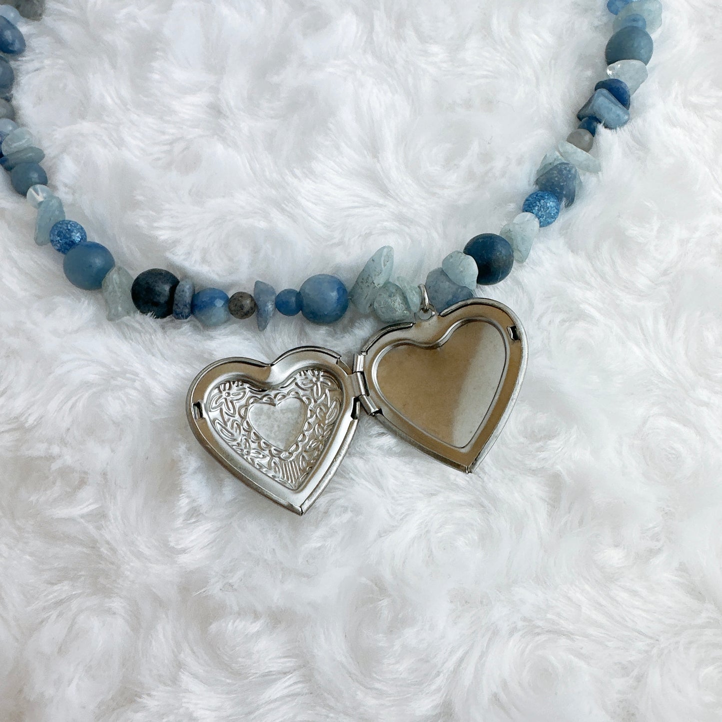 Heart Locket Necklace (Blue)