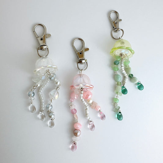 Jellyfish Keychain (white, pink, green)