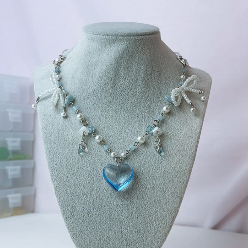 Blue Heart Coquette Necklace