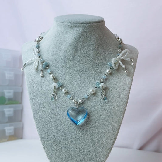 Blue Heart Coquette Necklace